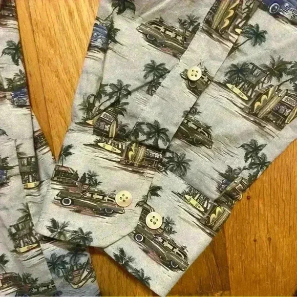 Haupt Mens Long Sleeve Modern Fit Button Down Shirt Size XL Car Surfboard Cotton - Picture 8 of 12